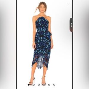 Elliatt Navy and Teal Floral Midi Dress